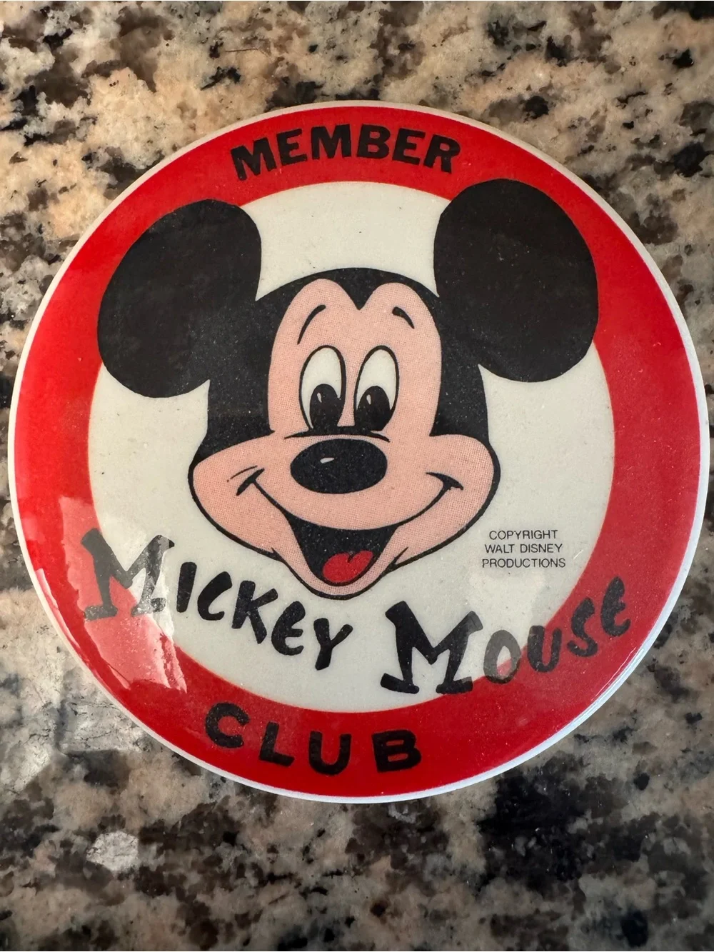 Disney Mickey Mouse Club Member Button in Red, Black, White